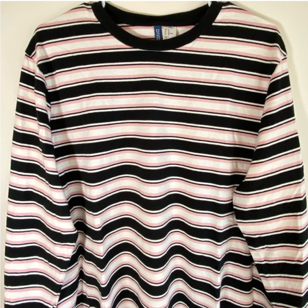 h&m pink and black striped shirt
